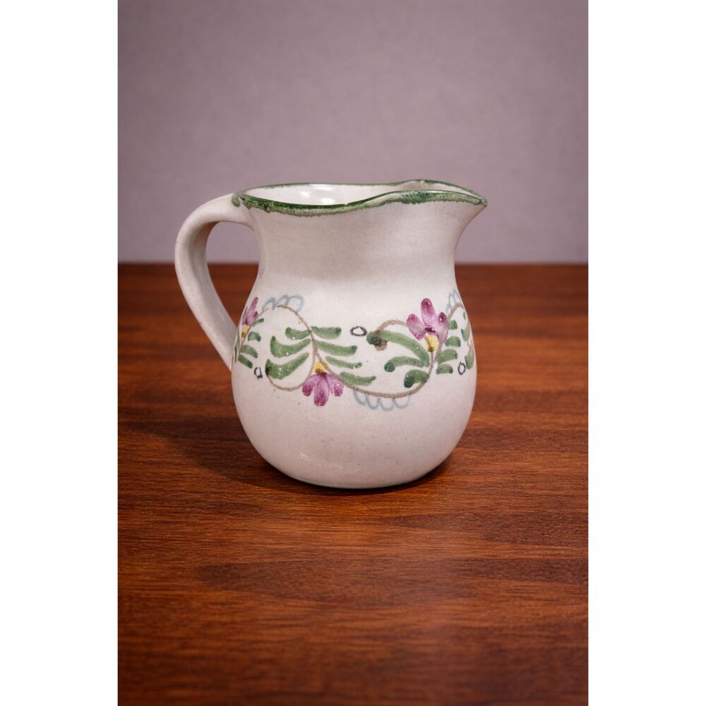 Vintage Berkshire Pottery‎ Floral Creamer Pitcher Cottagecore Farmhouse Pitcher